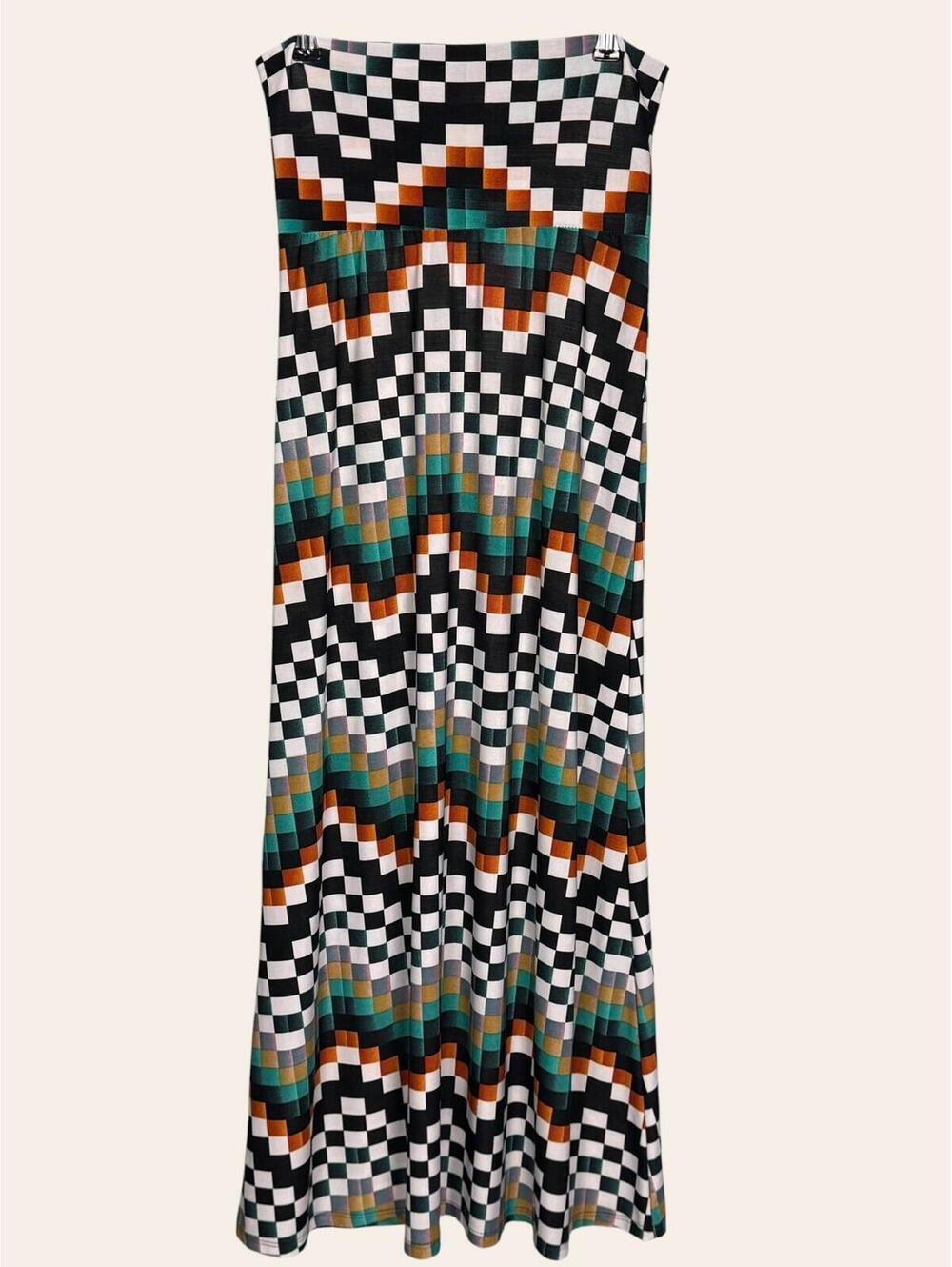 Azules Pattern Stretchy Maxi Skirt